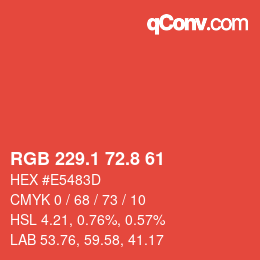 Color code: RGB 229.1 72.8 61 | qconv.com