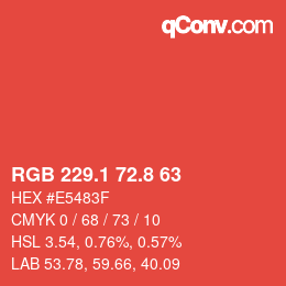 カラーコード: RGB 229.1 72.8 63 | qconv.com