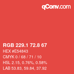 カラーコード: RGB 229.1 72.8 67 | qconv.com