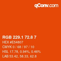 カラーコード: RGB 229.1 72.8 7 | qconv.com