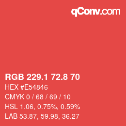 カラーコード: RGB 229.1 72.8 70 | qconv.com