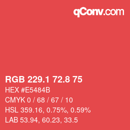 カラーコード: RGB 229.1 72.8 75 | qconv.com