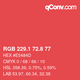 カラーコード: RGB 229.1 72.8 77 | qconv.com