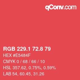 カラーコード: RGB 229.1 72.8 79 | qconv.com