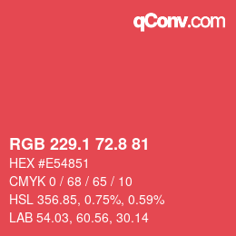 Color code: RGB 229.1 72.8 81 | qconv.com