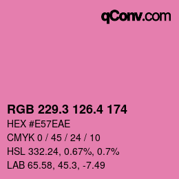カラーコード: RGB 229.3 126.4 174 | qconv.com