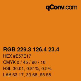 カラーコード: RGB 229.3 126.4 23.4 | qconv.com