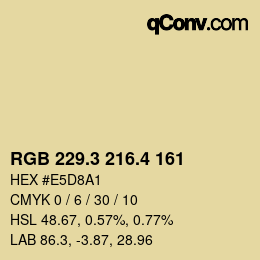 カラーコード: RGB 229.3 216.4 161 | qconv.com