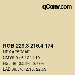 カラーコード: RGB 229.3 216.4 174 | qconv.com