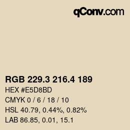 カラーコード: RGB 229.3 216.4 189 | qconv.com
