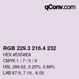 カラーコード: RGB 229.3 216.4 232 | qconv.com