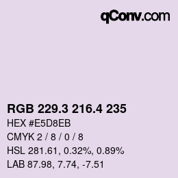 カラーコード: RGB 229.3 216.4 235 | qconv.com