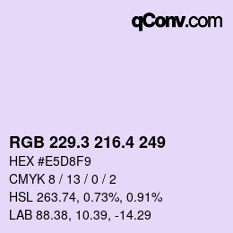 カラーコード: RGB 229.3 216.4 249 | qconv.com