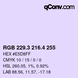 カラーコード: RGB 229.3 216.4 255 | qconv.com