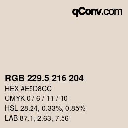 Color code: RGB 229.5 216 204 | qconv.com