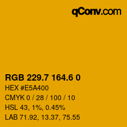 カラーコード: RGB 229.7 164.6 0 | qconv.com