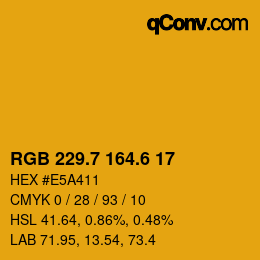 カラーコード: RGB 229.7 164.6 17 | qconv.com