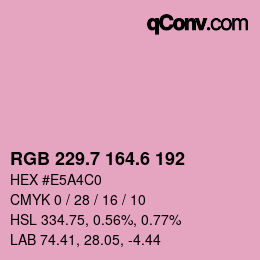 カラーコード: RGB 229.7 164.6 192 | qconv.com