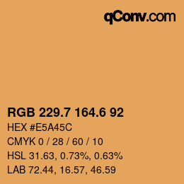 カラーコード: RGB 229.7 164.6 92 | qconv.com