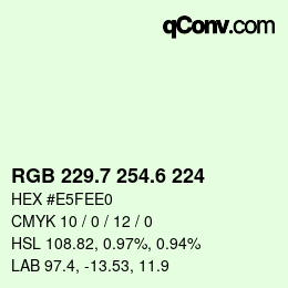 カラーコード: RGB 229.7 254.6 224 | qconv.com