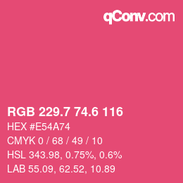 カラーコード: RGB 229.7 74.6 116 | qconv.com