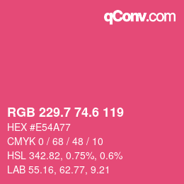 カラーコード: RGB 229.7 74.6 119 | qconv.com