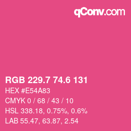カラーコード: RGB 229.7 74.6 131 | qconv.com
