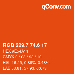 カラーコード: RGB 229.7 74.6 17 | qconv.com