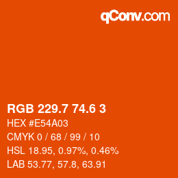 カラーコード: RGB 229.7 74.6 3 | qconv.com