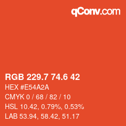 カラーコード: RGB 229.7 74.6 42 | qconv.com