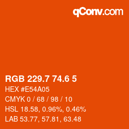 カラーコード: RGB 229.7 74.6 5 | qconv.com