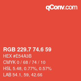 カラーコード: RGB 229.7 74.6 59 | qconv.com
