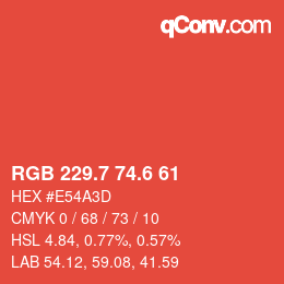 カラーコード: RGB 229.7 74.6 61 | qconv.com
