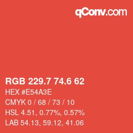 カラーコード: RGB 229.7 74.6 62 | qconv.com