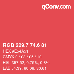 カラーコード: RGB 229.7 74.6 81 | qconv.com