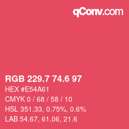カラーコード: RGB 229.7 74.6 97 | qconv.com