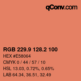 Color code: RGB 229.9 128.2 100 | qconv.com