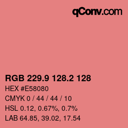 Color code: RGB 229.9 128.2 128 | qconv.com
