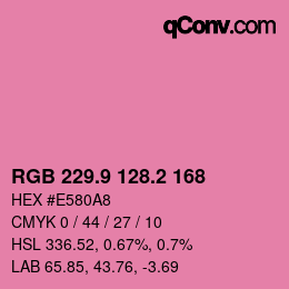 カラーコード: RGB 229.9 128.2 168 | qconv.com