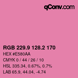 カラーコード: RGB 229.9 128.2 170 | qconv.com