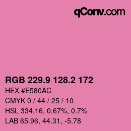 カラーコード: RGB 229.9 128.2 172 | qconv.com