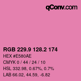 カラーコード: RGB 229.9 128.2 174 | qconv.com