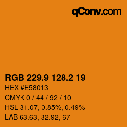 カラーコード: RGB 229.9 128.2 19 | qconv.com