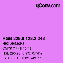 カラーコード: RGB 229.9 128.2 248 | qconv.com