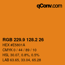 カラーコード: RGB 229.9 128.2 26 | qconv.com
