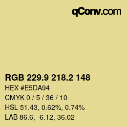 Color code: RGB 229.9 218.2 148 | qconv.com