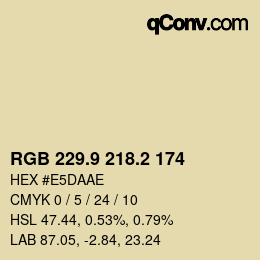 カラーコード: RGB 229.9 218.2 174 | qconv.com