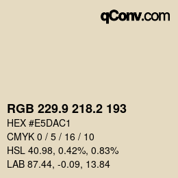 カラーコード: RGB 229.9 218.2 193 | qconv.com