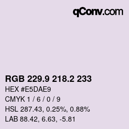 カラーコード: RGB 229.9 218.2 233 | qconv.com