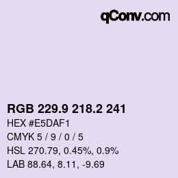 カラーコード: RGB 229.9 218.2 241 | qconv.com